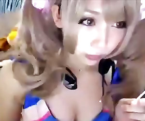 Japanese cosplay cutie in hot non-nude cam show